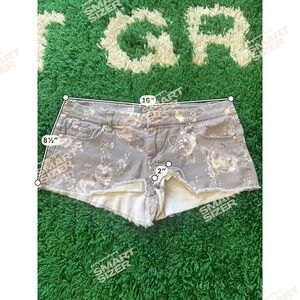 Celebrity‎ Pink Floral Low Rise Cut Off Denim Shorts Grey Cream Size 5